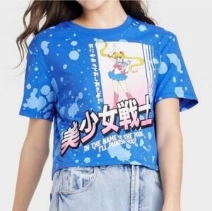 NWT Sailor Moon Graphic Blue Splatter Tee Women's Juniors Size XS